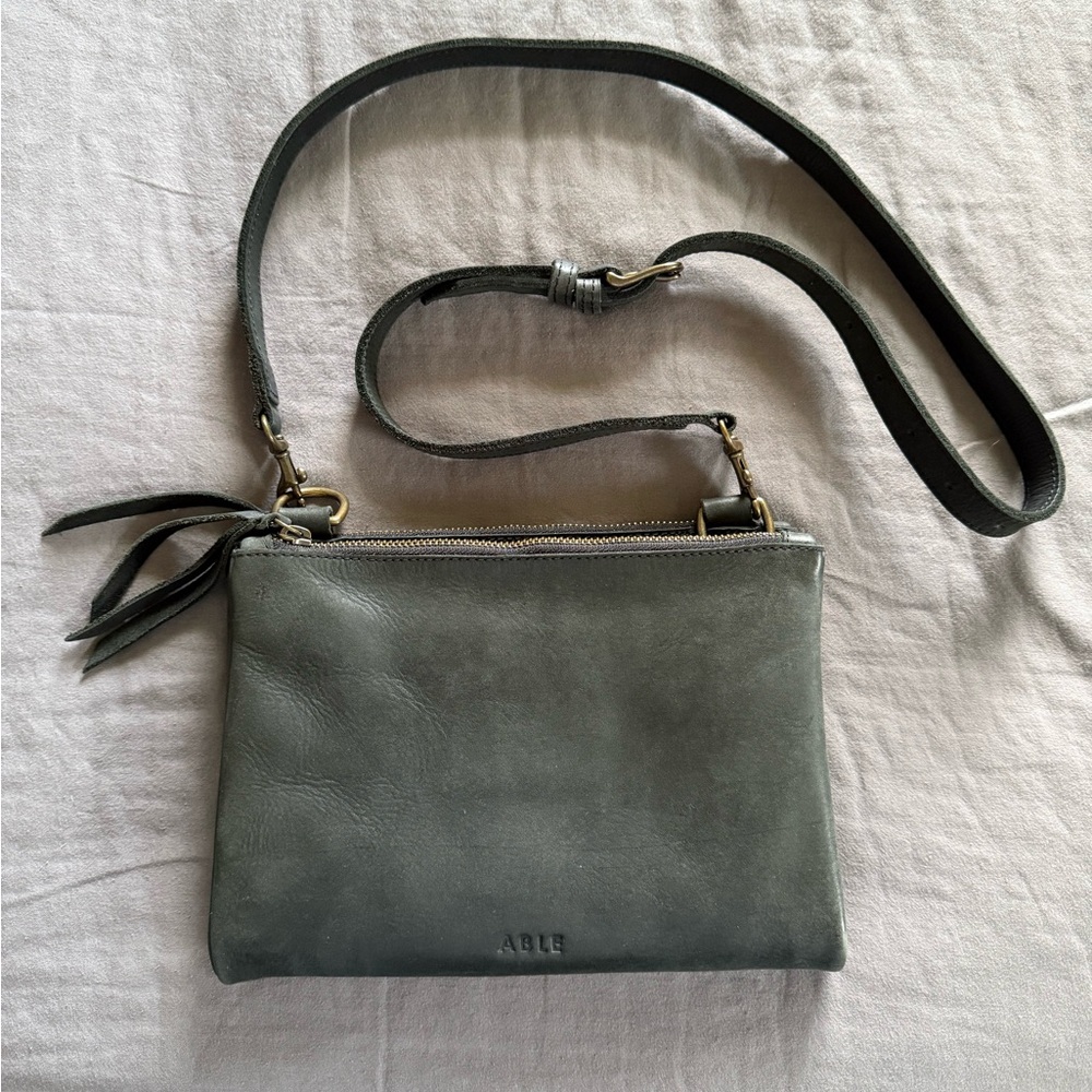 Able Black Leather Crossbody Bag